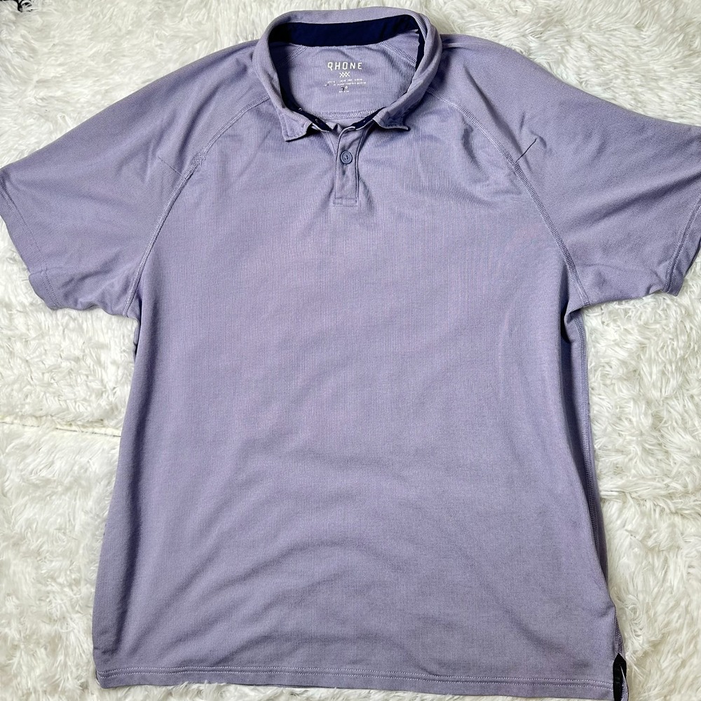 Rhone Polo Mens Large Purple Lavender Performance Golf Stretch Athletic Shirt